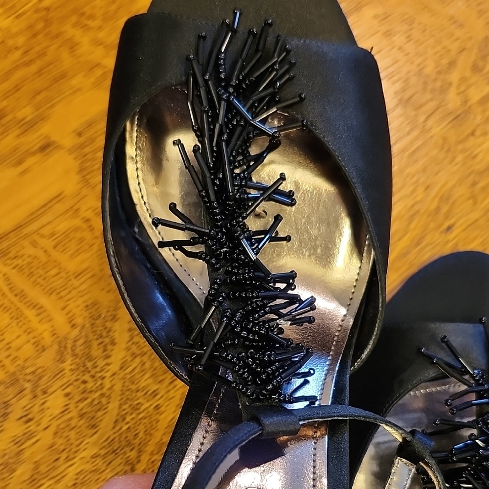 The Touch of Nina Black Beaded Heels. - Picture 7 of 9